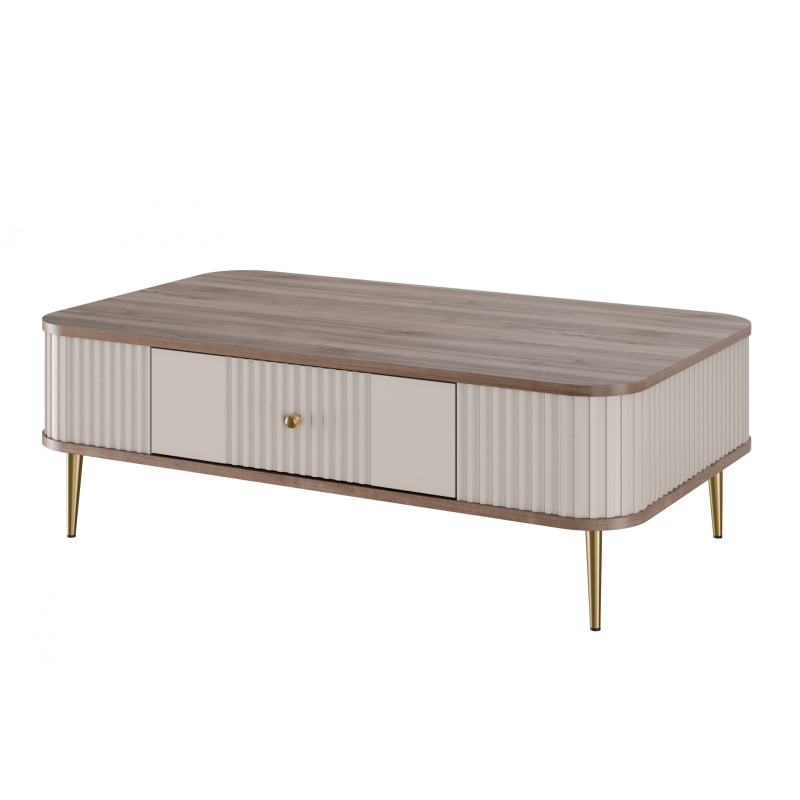 Stolik kawowy Vesper 103x60 cm - kaszmir / orzech / złote