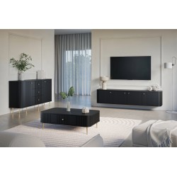 Stolik kawowy z szufladą Vesper 103x60 cm - czarny / złote nogi Stolik kawowy z szufladą Vesper 103x60 cm - czarny / złote nogi