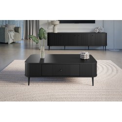 Stolik kawowy z szufladą Vesper 103x60 cm - czarny / czarne nogi Stolik kawowy z szufladą Vesper 103x60 cm - czarny / czarne nogi