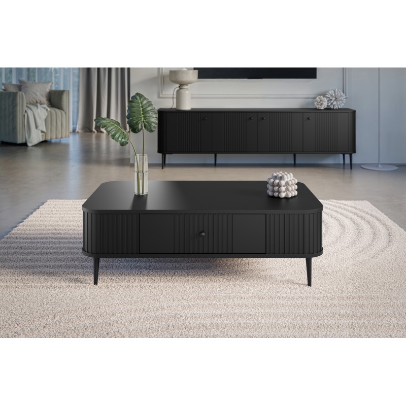 Stolik kawowy z szufladą Vesper 103x60 cm - czarny / czarne nogi Stolik kawowy z szufladą Vesper 103x60 cm - czarny / czarne nogi