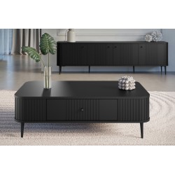 Stolik kawowy z szufladą Vesper 103x60 cm - czarny / czarne nogi Stolik kawowy z szufladą Vesper 103x60 cm - czarny / czarne nogi