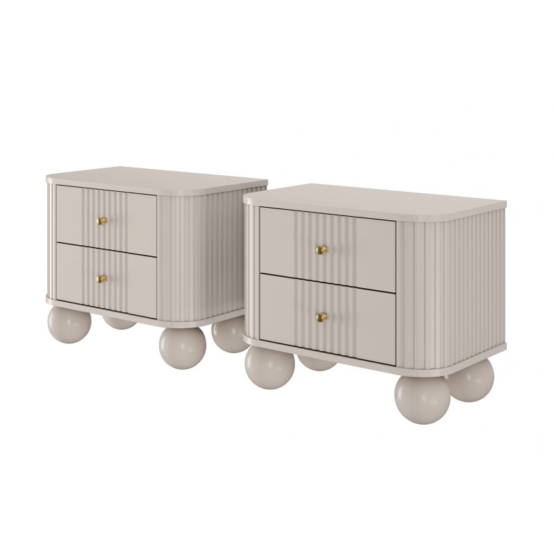 Zestaw szafek nocnych Vesper 56 cm - kaszmir, złote uchwyty