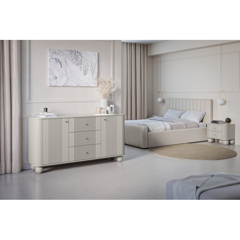 Zestaw szafek nocnych Vesper 56 cm - kaszmir / złote uchwyty / nogi kule Zestaw szafek nocnych Vesper 56 cm - kaszmir / złote uchwyty / nogi kule