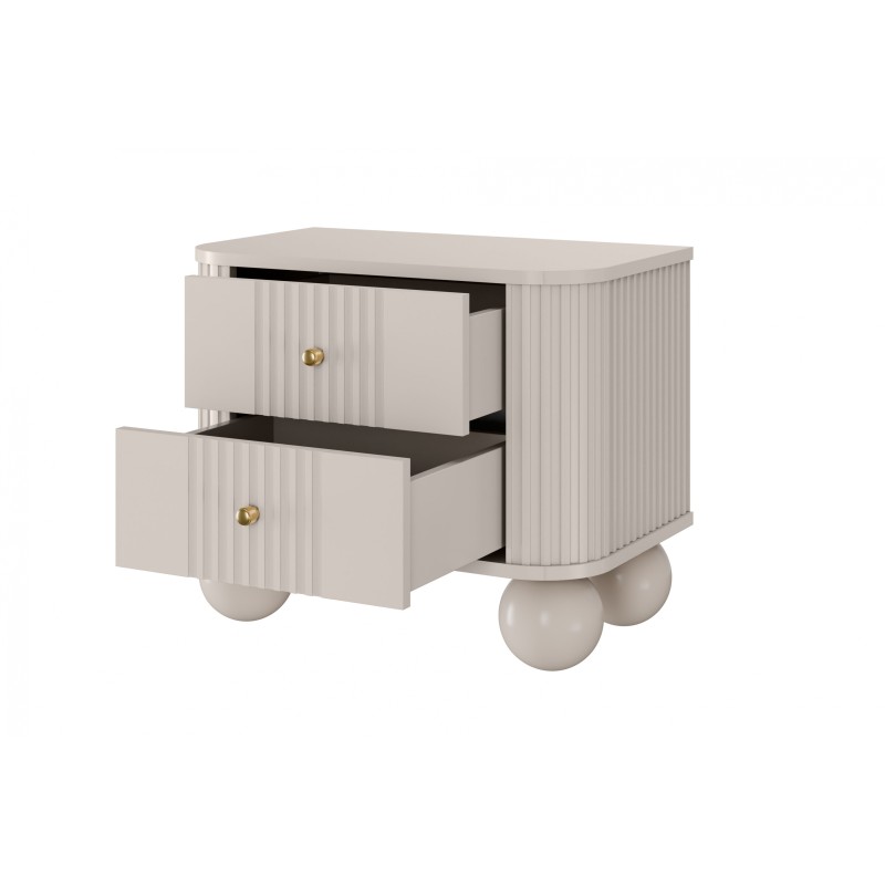 Zestaw szafek nocnych Vesper 56 cm - kaszmir / złote uchwyty / nogi kule Zestaw szafek nocnych Vesper 56 cm - kaszmir / złote uchwyty / nogi kule