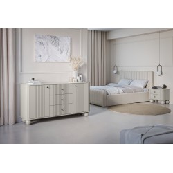 Zestaw szafek nocnych Vesper 56 cm - kaszmir / czarne uchwyty / nogi kule Zestaw szafek nocnych Vesper 56 cm - kaszmir / czarne uchwyty / nogi kule