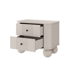 Zestaw szafek nocnych Vesper 56 cm - kaszmir / czarne uchwyty / nogi kule Zestaw szafek nocnych Vesper 56 cm - kaszmir / czarne uchwyty / nogi kule
