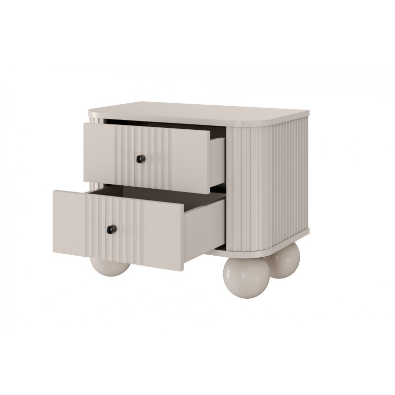 Zestaw szafek nocnych Vesper 56 cm - kaszmir / czarne uchwyty / nogi kule Zestaw szafek nocnych Vesper 56 cm - kaszmir / czarne uchwyty / nogi kule