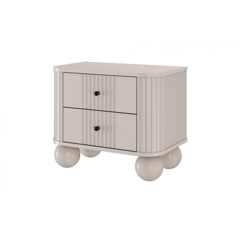 Zestaw szafek nocnych Vesper 56 cm - kaszmir / czarne uchwyty / nogi kule Zestaw szafek nocnych Vesper 56 cm - kaszmir / czarne uchwyty / nogi kule