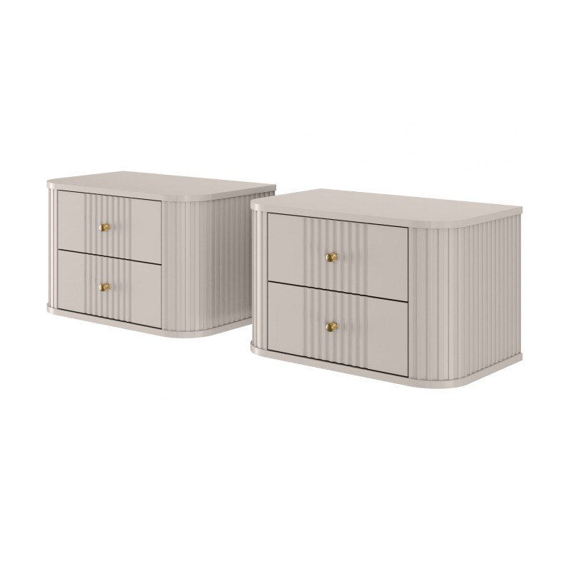 Zestaw szafek nocnych Vesper 56 cm - kaszmir / złote uchwyty