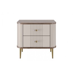 Zestaw szafek nocnych Vesper 56 cm - kaszmir / orzech / złote nogi Zestaw szafek nocnych Vesper 56 cm - kaszmir / orzech / złote nogi