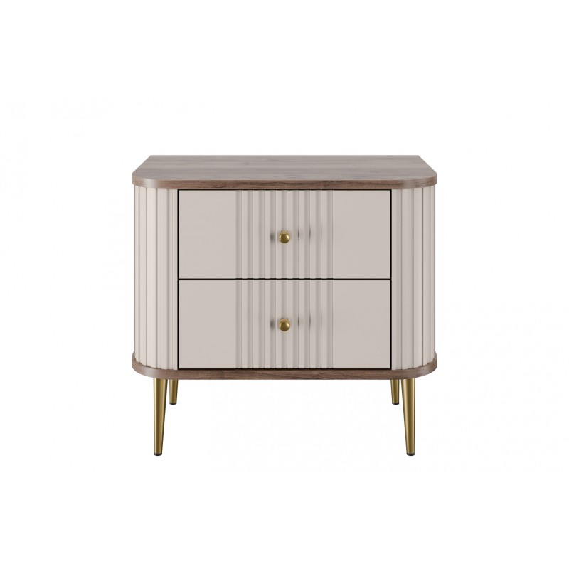 Zestaw szafek nocnych Vesper 56 cm - kaszmir / orzech / złote nogi Zestaw szafek nocnych Vesper 56 cm - kaszmir / orzech / złote nogi