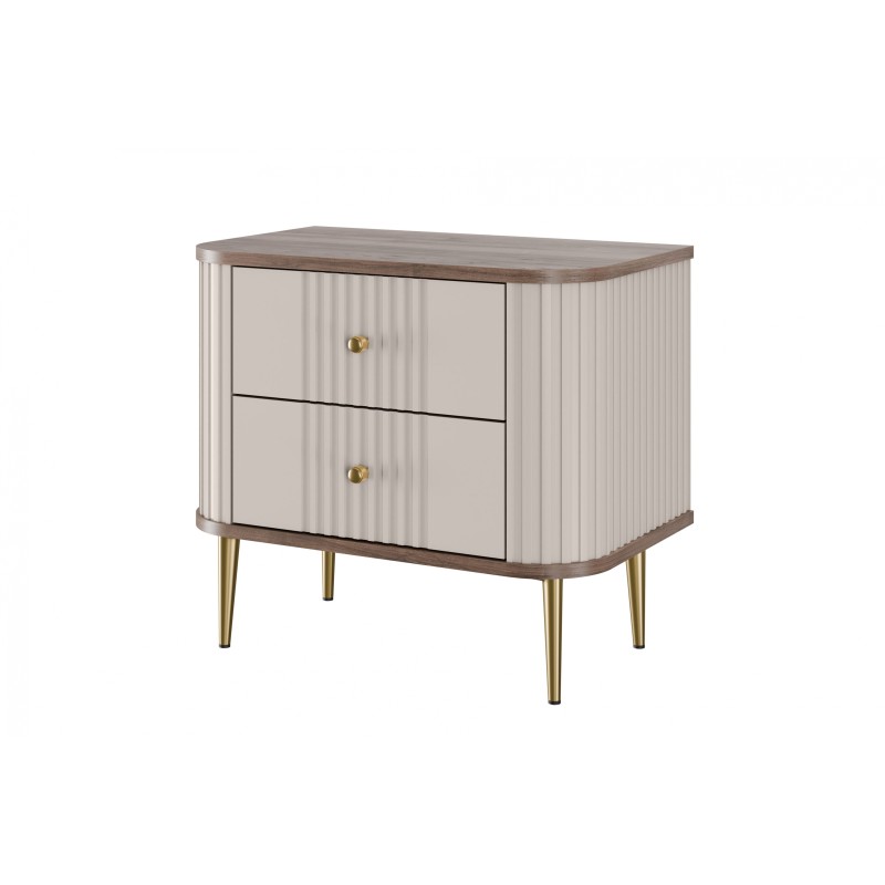 Zestaw szafek nocnych Vesper 56 cm - kaszmir / orzech / złote nogi Zestaw szafek nocnych Vesper 56 cm - kaszmir / orzech / złote nogi