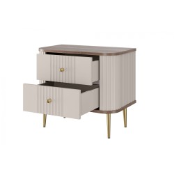 Zestaw szafek nocnych Vesper 56 cm - kaszmir / orzech / złote nogi Zestaw szafek nocnych Vesper 56 cm - kaszmir / orzech / złote nogi
