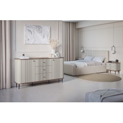Zestaw szafek nocnych Vesper 56 cm - kaszmir / orzech / czarne nogi Zestaw szafek nocnych Vesper 56 cm - kaszmir / orzech / czarne nogi