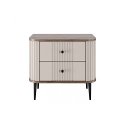 Zestaw szafek nocnych Vesper 56 cm - kaszmir / orzech / czarne nogi Zestaw szafek nocnych Vesper 56 cm - kaszmir / orzech / czarne nogi
