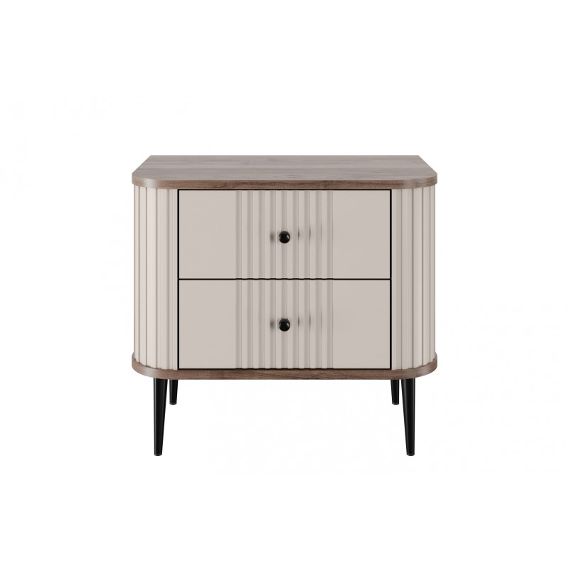 Zestaw szafek nocnych Vesper 56 cm - kaszmir / orzech / czarne nogi Zestaw szafek nocnych Vesper 56 cm - kaszmir / orzech / czarne nogi