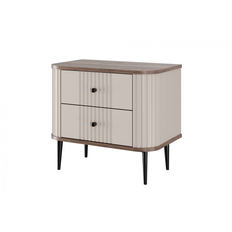 Zestaw szafek nocnych Vesper 56 cm - kaszmir / orzech / czarne nogi Zestaw szafek nocnych Vesper 56 cm - kaszmir / orzech / czarne nogi