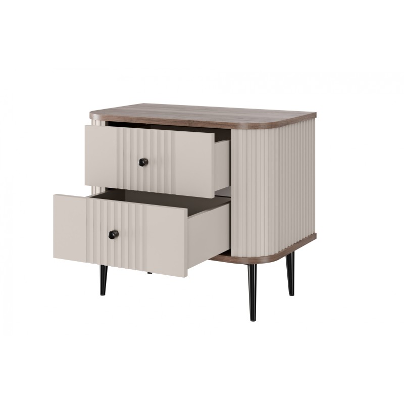 Zestaw szafek nocnych Vesper 56 cm - kaszmir / orzech / czarne nogi Zestaw szafek nocnych Vesper 56 cm - kaszmir / orzech / czarne nogi