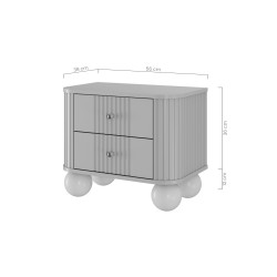 Zestaw szafek nocnych Vesper 56 cm - kaszmir / orzech / czarne uchwyty / nogi kule Zestaw szafek nocnych Vesper 56 cm - kaszmir / orzech / czarne uchwyty / nogi kule