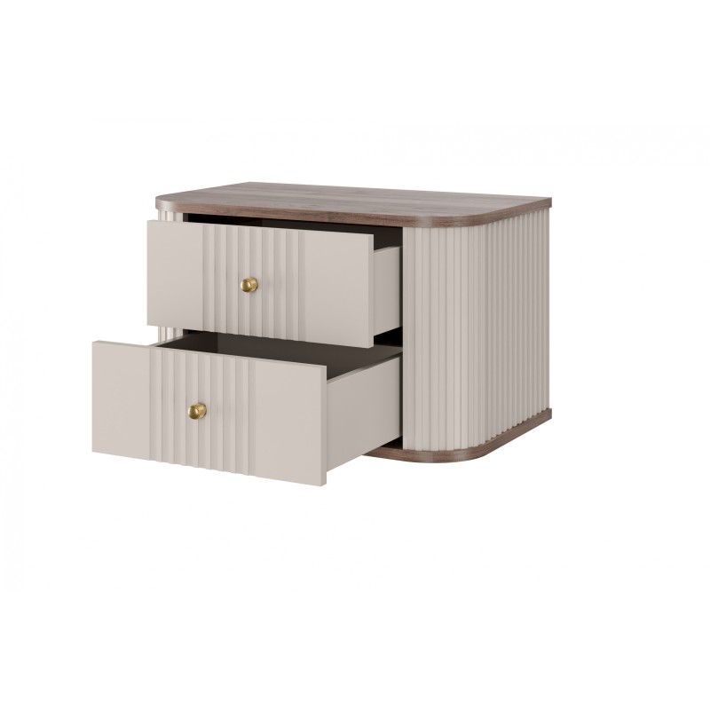 Zestaw szafek nocnych wiszących Vesper 56 cm - kaszmir / orzech / złote uchwyty Zestaw szafek nocnych wiszących Vesper 56 cm - kaszmir / orzech / złote uchwyty