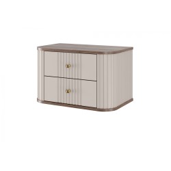 Zestaw szafek nocnych wiszących Vesper 56 cm - kaszmir / orzech / złote uchwyty Zestaw szafek nocnych wiszących Vesper 56 cm - kaszmir / orzech / złote uchwyty