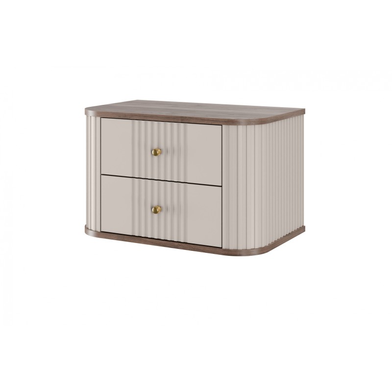 Zestaw szafek nocnych wiszących Vesper 56 cm - kaszmir / orzech / złote uchwyty Zestaw szafek nocnych wiszących Vesper 56 cm - kaszmir / orzech / złote uchwyty