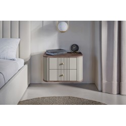 Zestaw szafek nocnych wiszących Vesper 56 cm - kaszmir / orzech / złote uchwyty Zestaw szafek nocnych wiszących Vesper 56 cm - kaszmir / orzech / złote uchwyty