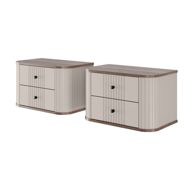 Zestaw szafek nocnych Vesper 56 cm - kaszmir / orzech