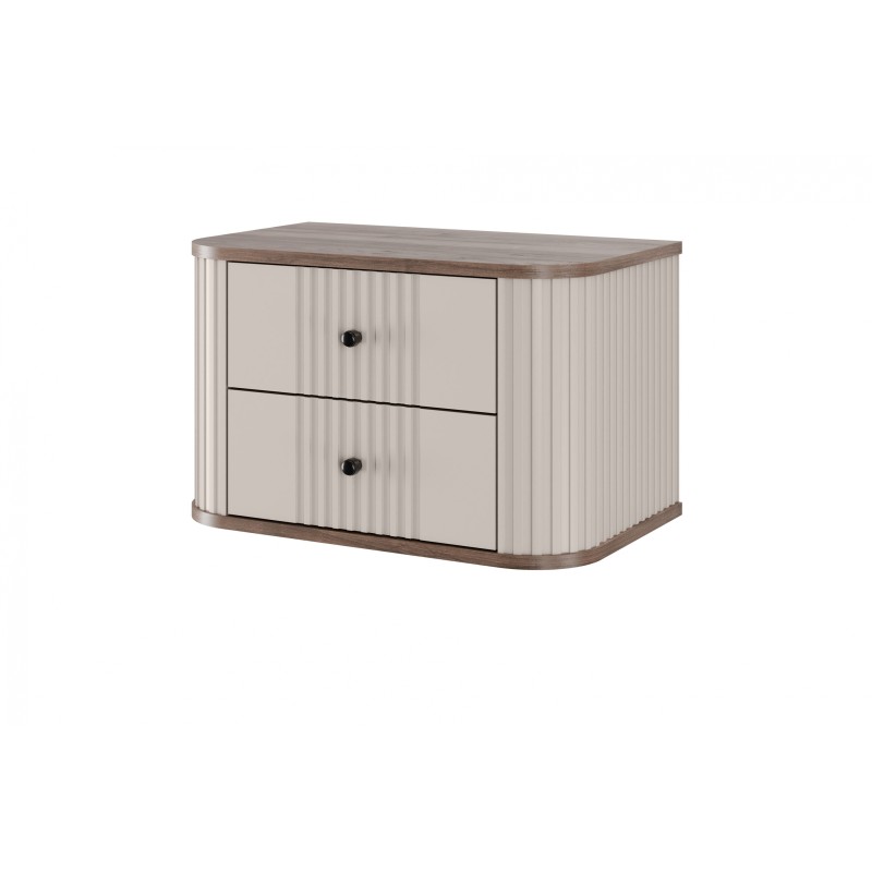 Zestaw szafek nocnych wiszących Vesper 56 cm - kaszmir / orzech / czarne uchwyty Zestaw szafek nocnych wiszących Vesper 56 cm - kaszmir / orzech / czarne uchwyty