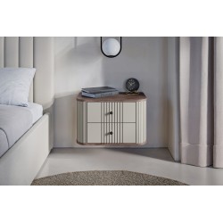 Zestaw szafek nocnych wiszących Vesper 56 cm - kaszmir / orzech / czarne uchwyty Zestaw szafek nocnych wiszących Vesper 56 cm - kaszmir / orzech / czarne uchwyty