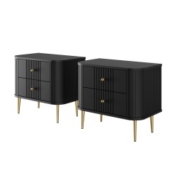 Zestaw szafek nocnych Vesper 56 cm - czarny/złote nogi