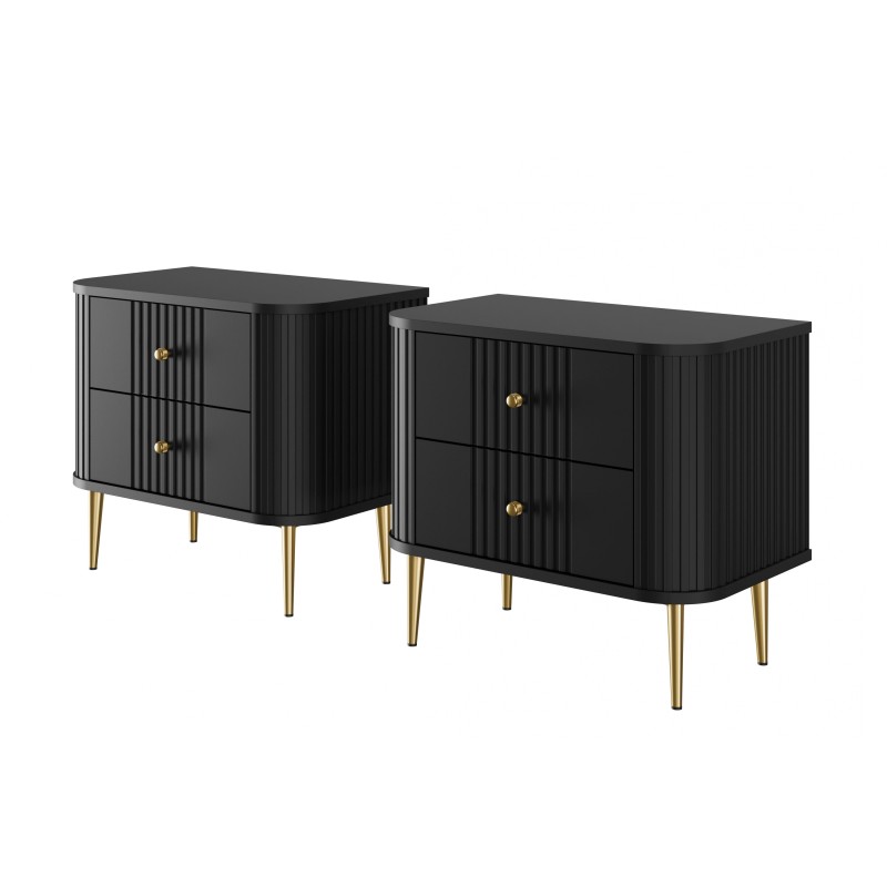 Zestaw szafek nocnych Vesper 56 cm - czarny/złote nogi
