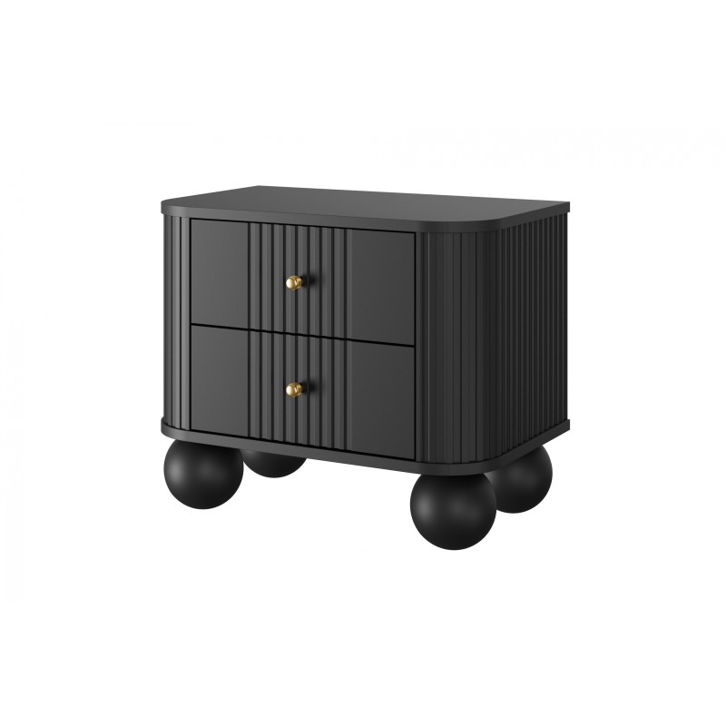 Zestaw szafek nocnych Vesper 56 cm - czarny / złote uchwyty / nogi kule Zestaw szafek nocnych Vesper 56 cm - czarny / złote uchwyty / nogi kule