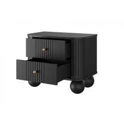 Zestaw szafek nocnych Vesper 56 cm - czarny / złote uchwyty / nogi kule Zestaw szafek nocnych Vesper 56 cm - czarny / złote uchwyty / nogi kule