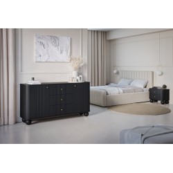 Zestaw szafek nocnych Vesper 56 cm - czarny / złote uchwyty / nogi kule Zestaw szafek nocnych Vesper 56 cm - czarny / złote uchwyty / nogi kule
