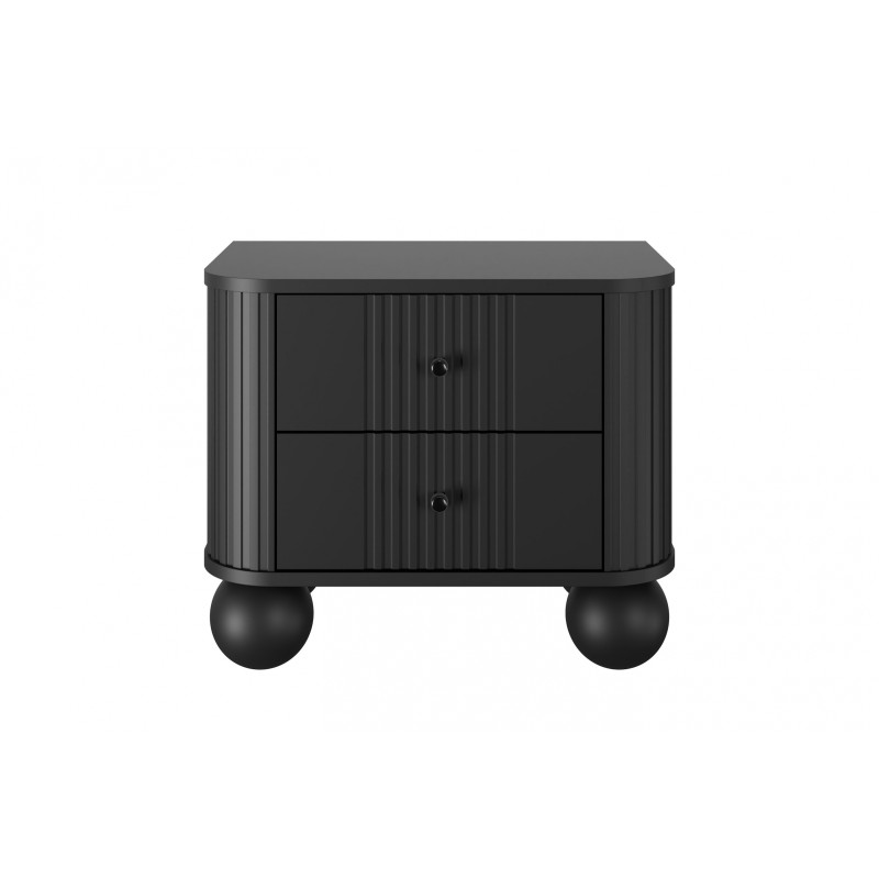 Zestaw szafek nocnych Vesper 56 cm - czarny / czarne uchwyty / nogi kule Zestaw szafek nocnych Vesper 56 cm - czarny / czarne uchwyty / nogi kule