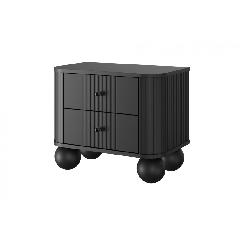 Zestaw szafek nocnych Vesper 56 cm - czarny / czarne uchwyty / nogi kule Zestaw szafek nocnych Vesper 56 cm - czarny / czarne uchwyty / nogi kule