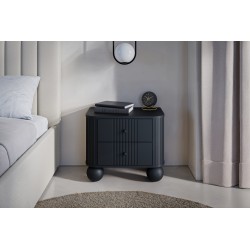 Zestaw szafek nocnych Vesper 56 cm - czarny / czarne uchwyty / nogi kule Zestaw szafek nocnych Vesper 56 cm - czarny / czarne uchwyty / nogi kule
