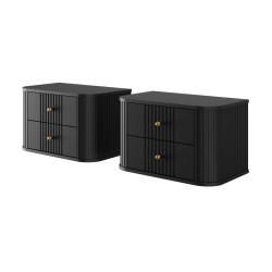 Zestaw szafek nocnych Vesper 56 cm - czarny/złote uchwyty