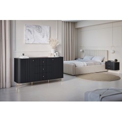 Zestaw szafek nocnych Vesper 56 cm wiszących - czarny / złote uchwyty Zestaw szafek nocnych Vesper 56 cm wiszących - czarny / złote uchwyty