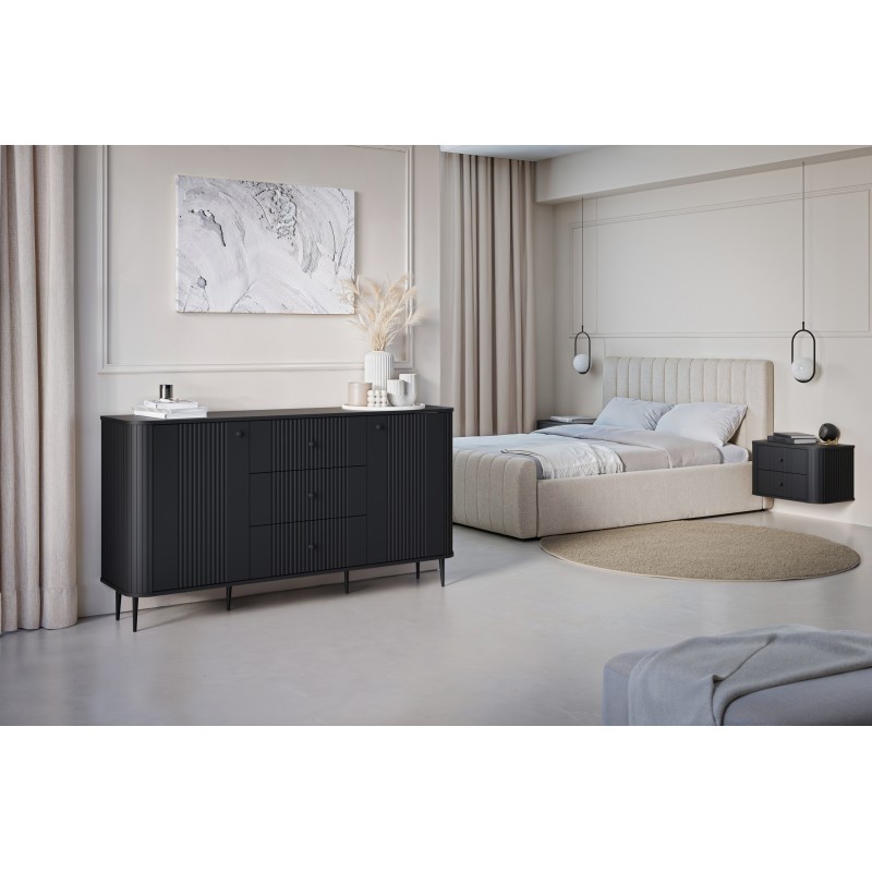Zestaw szafek nocnych wiszących Vesper 56 cm - czarny / czarne uchwyty Zestaw szafek nocnych wiszących Vesper 56 cm - czarny / czarne uchwyty
