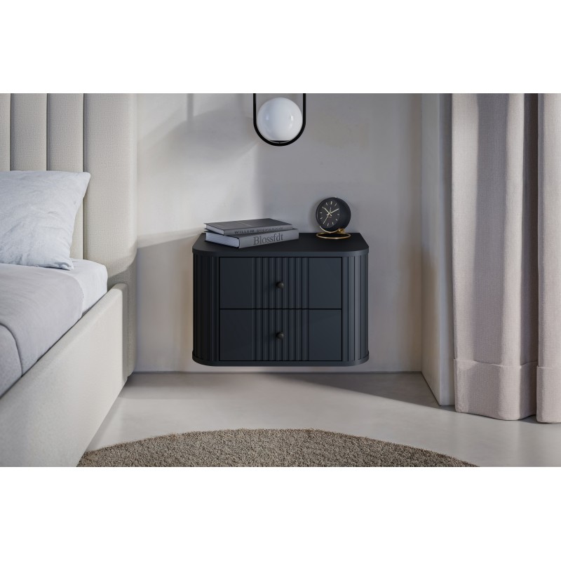 Zestaw szafek nocnych wiszących Vesper 56 cm - czarny / czarne uchwyty Zestaw szafek nocnych wiszących Vesper 56 cm - czarny / czarne uchwyty