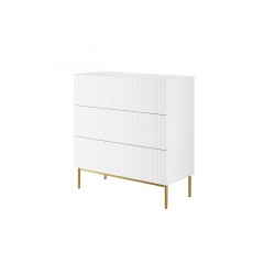 Komoda z szufladami Nicole 100 cm - biały mat / złote nóżki