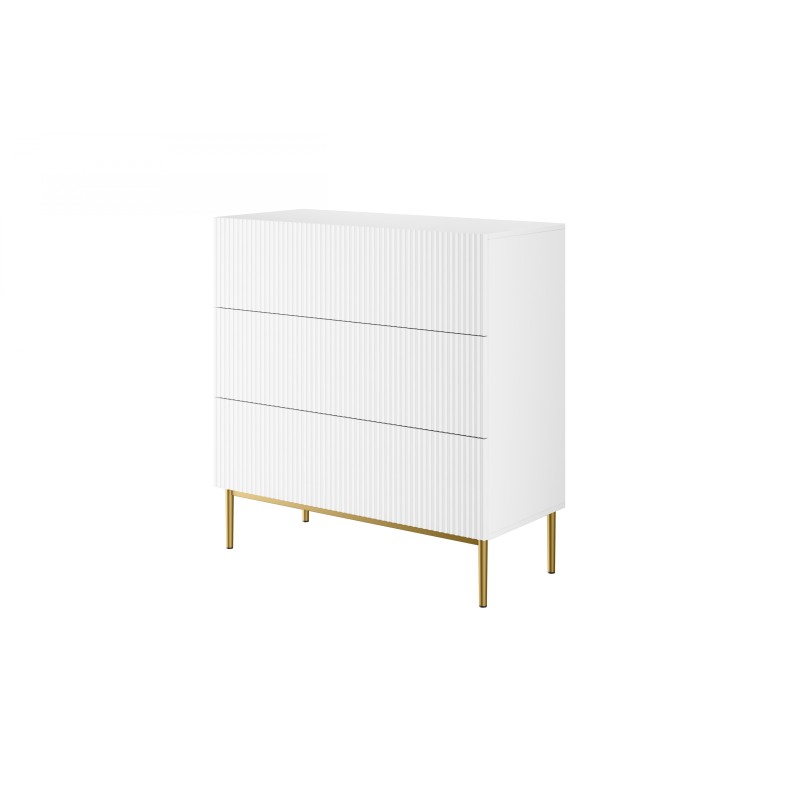 Komoda z szufladami Nicole 100 cm - biały mat / złote nóżki