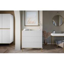 Komoda z szufladami Nicole 100 cm - biały mat / złote nóżki Komoda z szufladami Nicole 100 cm - biały mat / złote nóżki