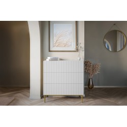 Komoda z szufladami Nicole 100 cm - biały mat / złote nóżki Komoda z szufladami Nicole 100 cm - biały mat / złote nóżki