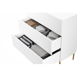 Komoda z szufladami Nicole 100 cm - biały mat / złote nóżki Komoda z szufladami Nicole 100 cm - biały mat / złote nóżki