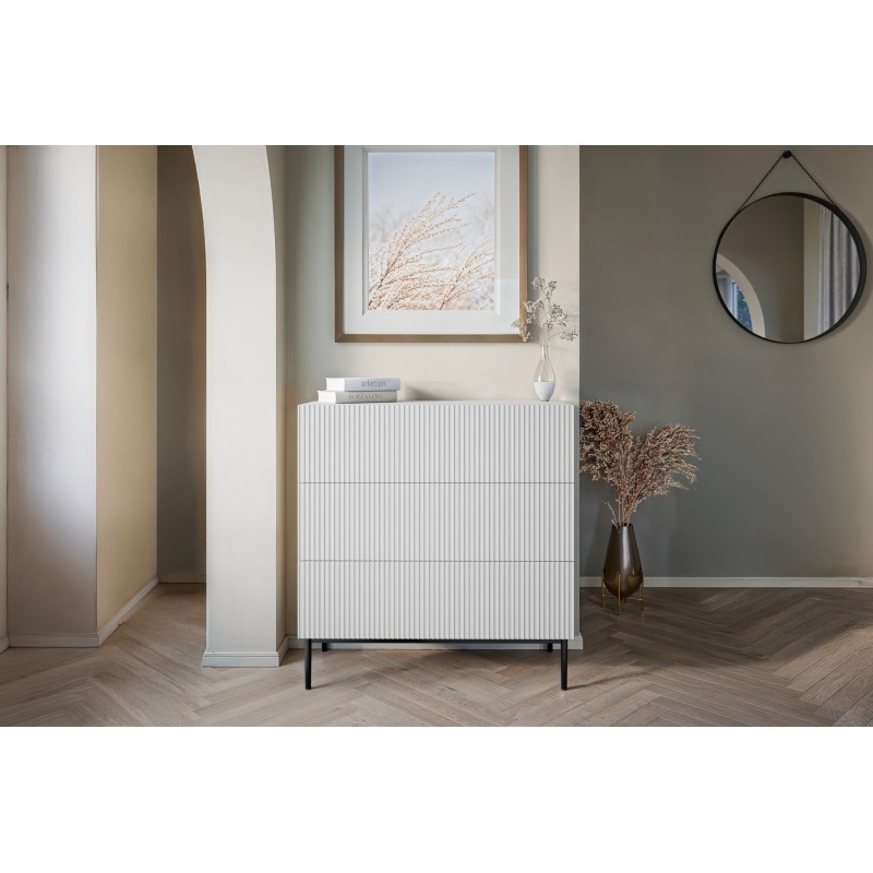Komoda z szufladami Nicole 100 cm - biały mat / czarne nóżki Komoda z szufladami Nicole 100 cm - biały mat / czarne nóżki