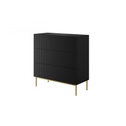 Komoda Nicole 100 cm - czarny mat/złote nóżki