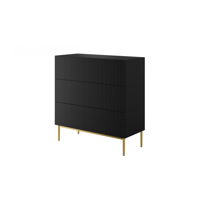 Komoda Nicole 100 cm - czarny mat/złote nóżki